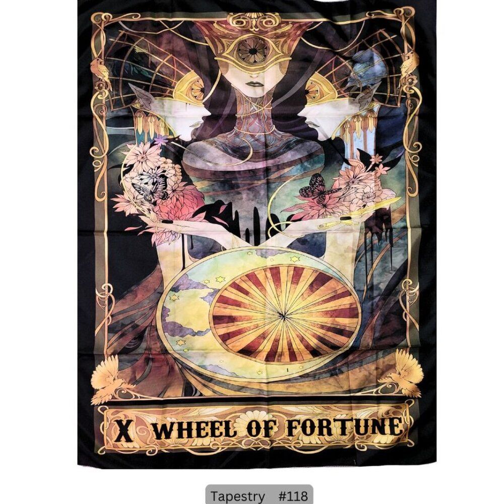 The Wheel of Fortune Tarot Card Tapestry Hanging‎ Wall Decor